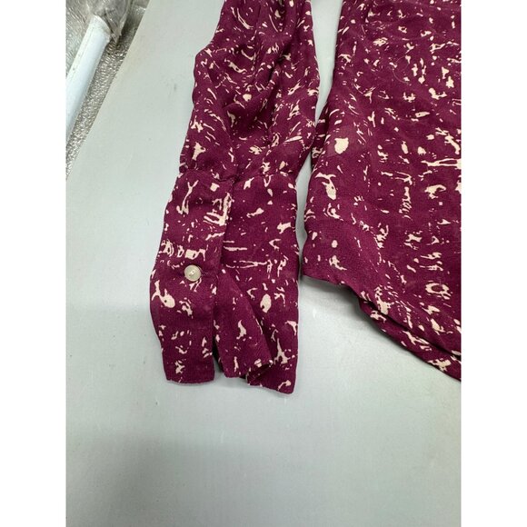 Converse One Star Long Sleeve Pintuck Button-Front Blouse M Purple Cream READ - Picture 7 of 9